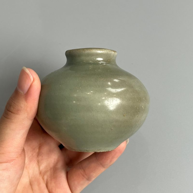 明代 龙泉窑粉青釉水盂 - 图5