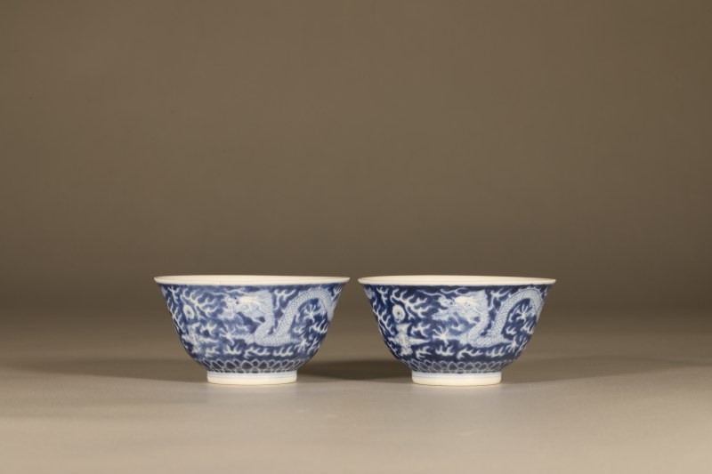 清光绪 青花云龙纹碗 - 图3