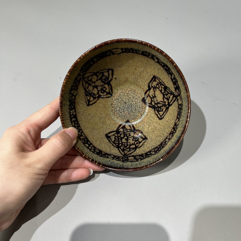 明代 吉州窑剪纸贴画吉语盏 - 图5