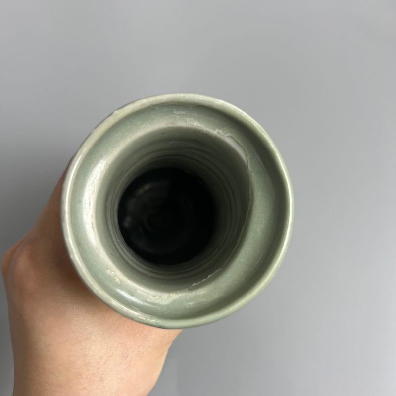 明代 龙泉窑粉青釉箸瓶 - 图5
