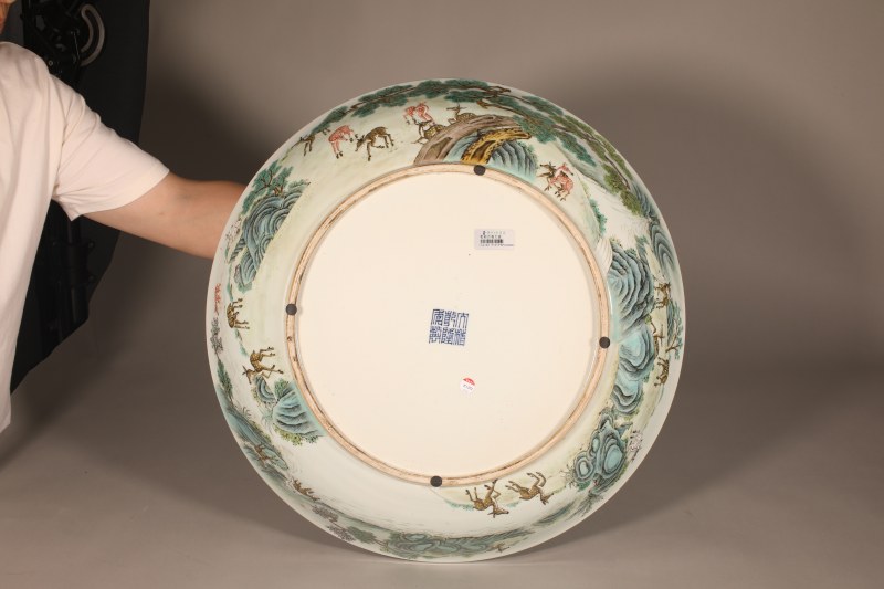 清光绪 粉彩白鹿大盘 - 图7