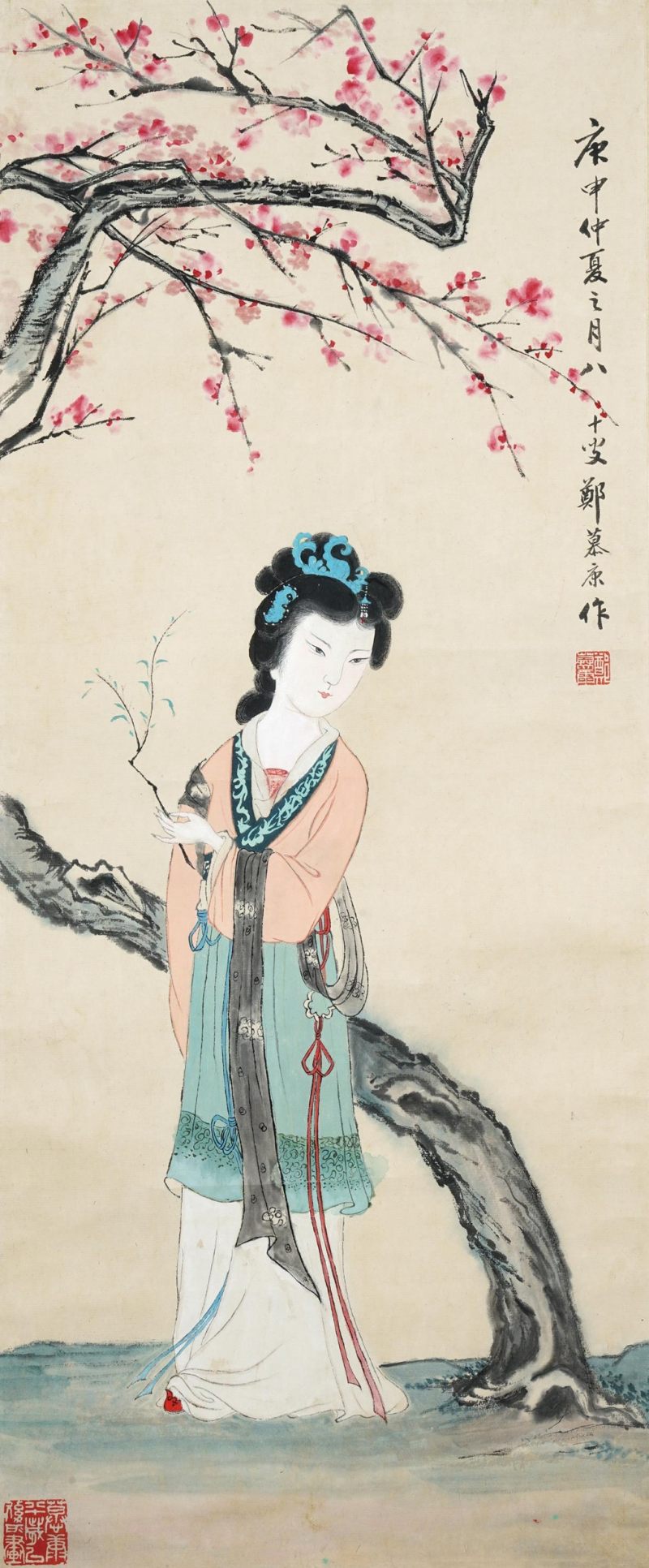    鄭慕康 桃花仕女圖
