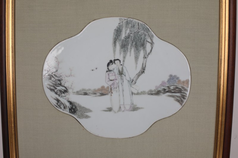 民国 粉彩仕女挂屏 - 图5