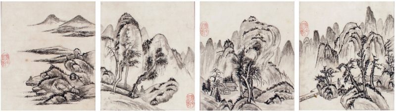 吕海寰 山水小品 四桢