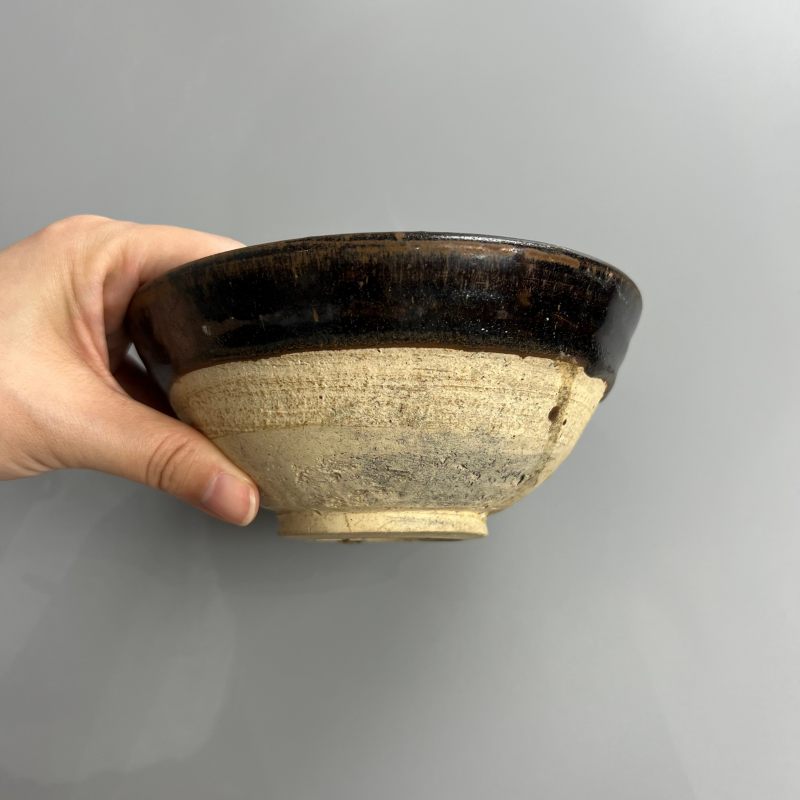 明代 黑釉柳条红斑碗 - 图4