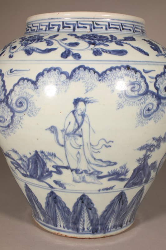 明空白期 青花道教人物罐 - 图5