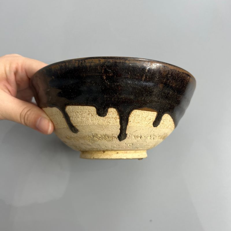 明代 黑釉柳条红斑碗 - 图5