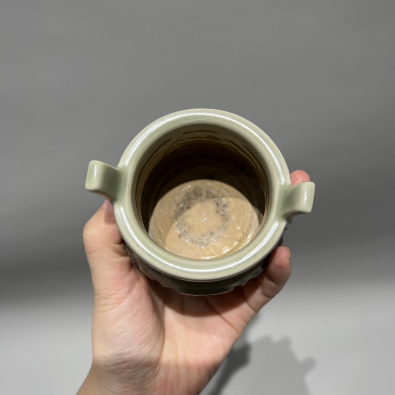 明代 青釉双耳鬲式炉 - 图5