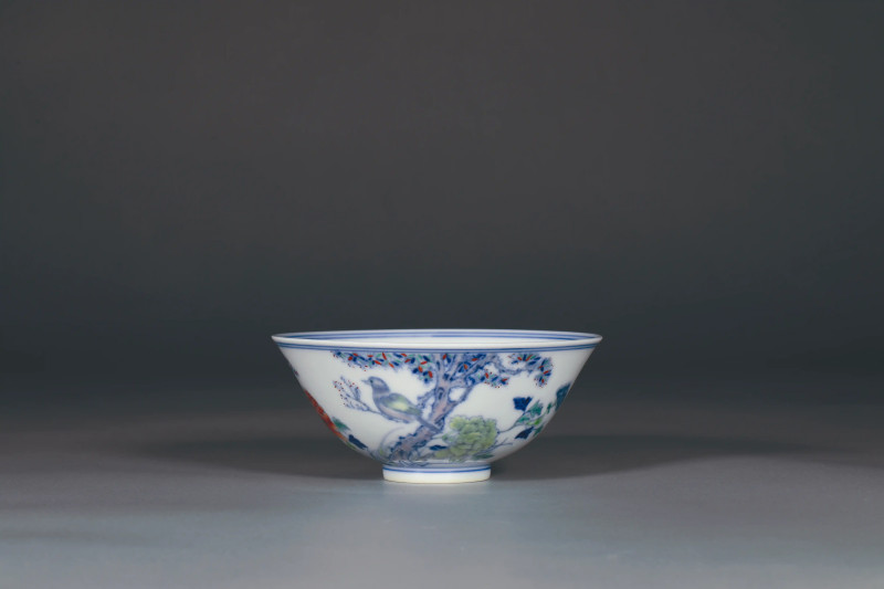 清光绪 斗彩花鸟碗