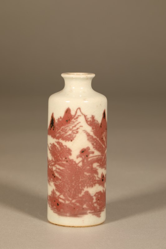 清 煨瓷釉里红山水鼻烟壶 - 图4