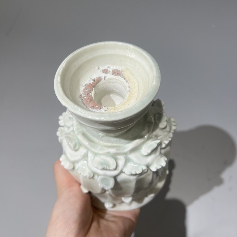 明代 青白釉莲花纹行炉 - 图9