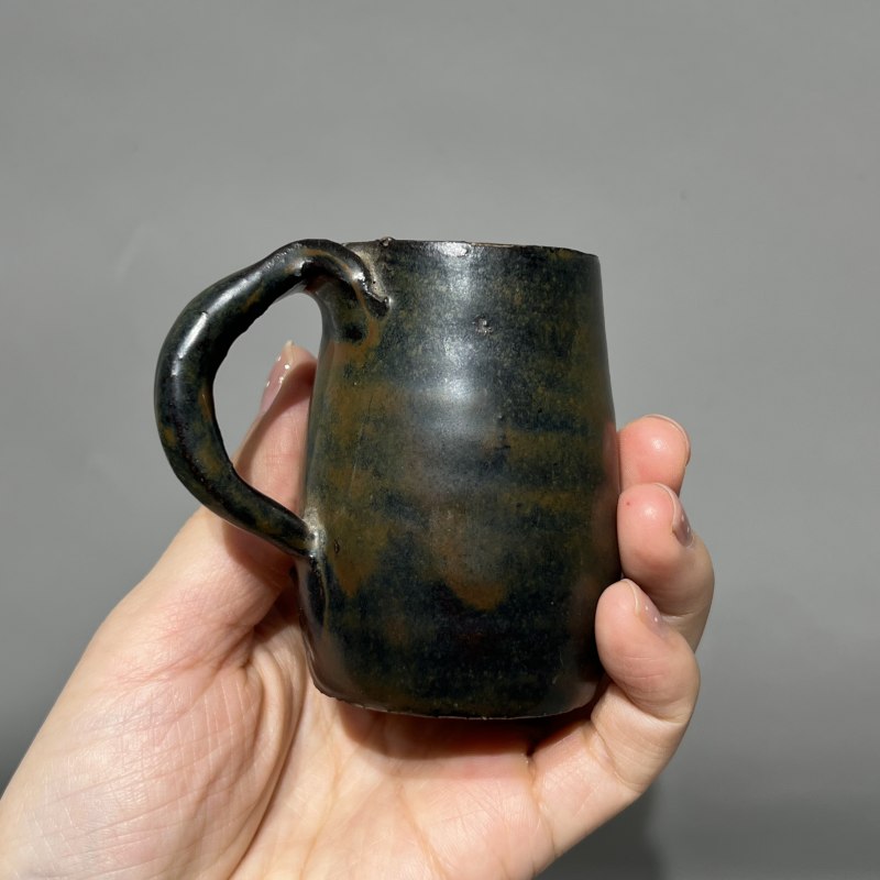 明代 黑釉把杯一对 - 图6