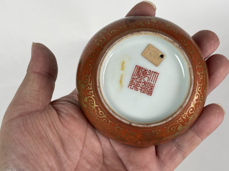 民国 粉彩大吉图印泥盒 - 图6