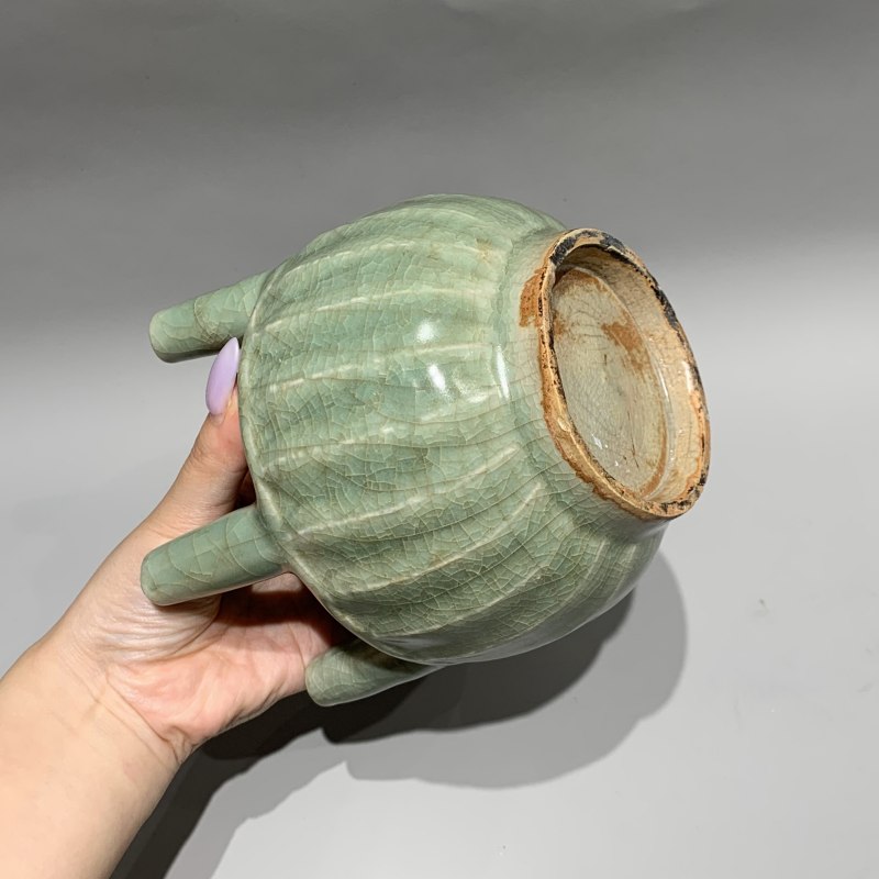 明代 龙泉窑青釉五管花插 - 图11