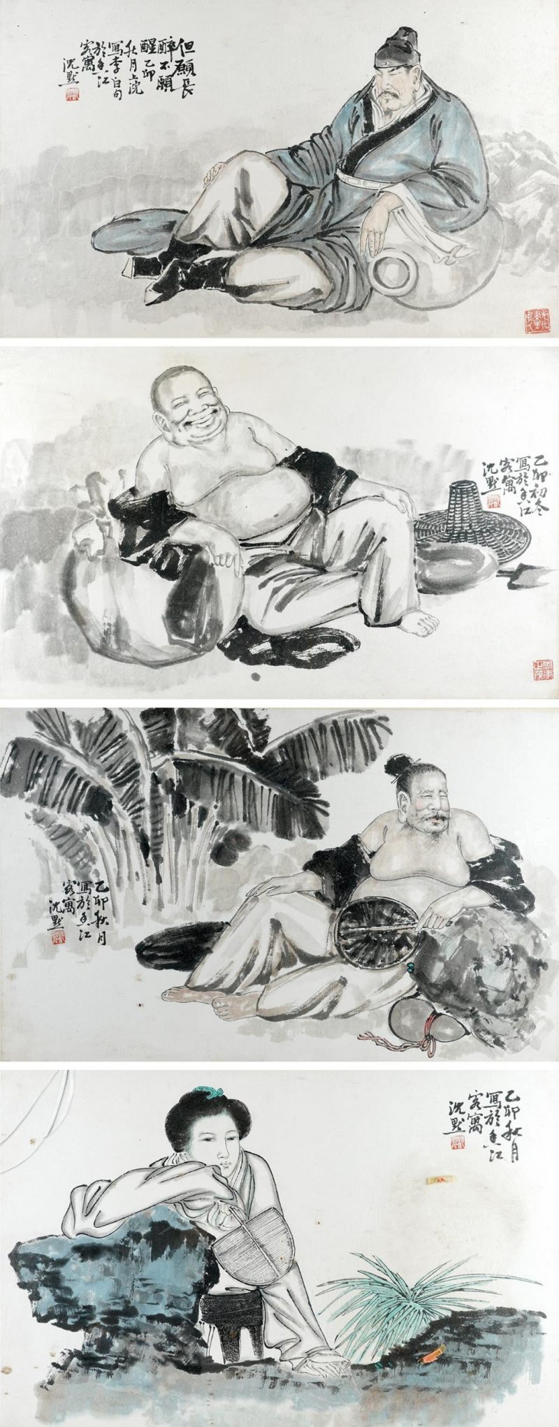    沈默 畫人物四張