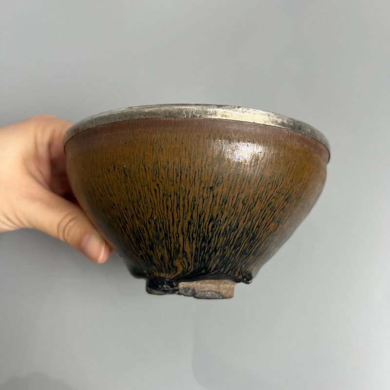 明代 建窑黑釉兔毫盏 - 图5