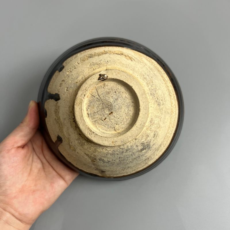 明代 黑釉柳条红斑碗 - 图9
