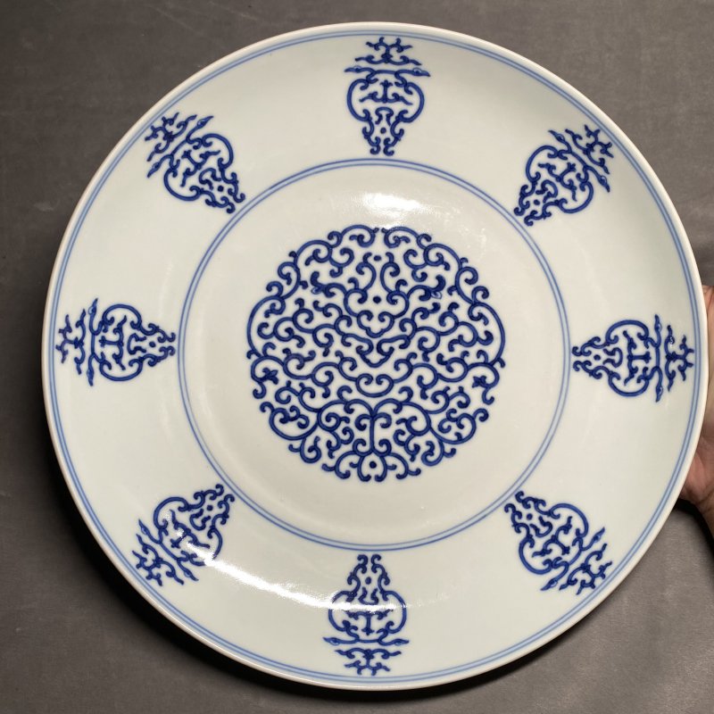 清道光 青花贯套寿字纹盘 - 图5