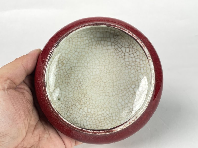 清康熙 红釉铴锣洗 - 图3