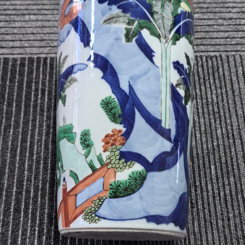 清晚期 青花五彩人物故事筒瓶 - 图11