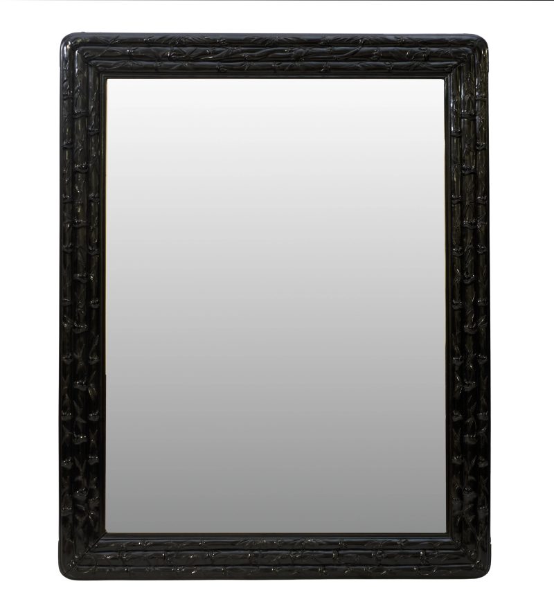 清十九世紀中期 紅木竹紋鏡 | A large and impressive hongmu 'bamboo' rectangular mirror