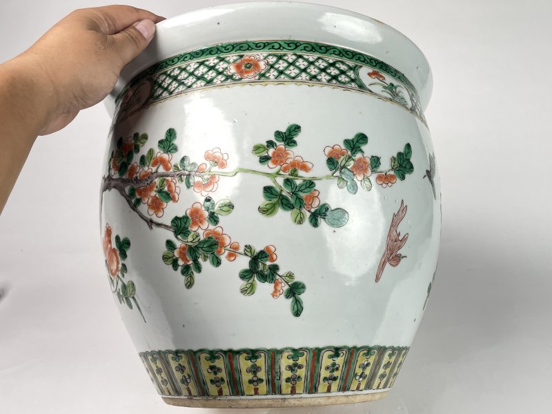 清晚期 五彩花鸟纹缸 - 图5