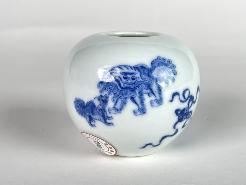 清光绪 青花太师少师纹水盂 - 图3