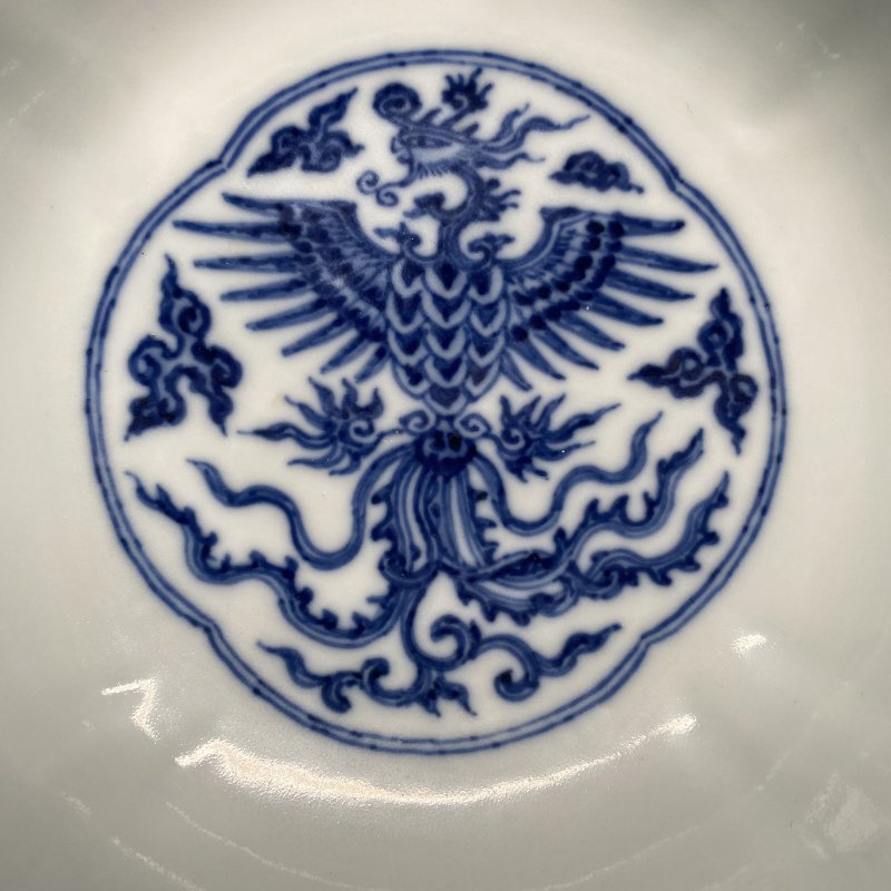 清雍正 青花龙凤纹花口碗 - 图14