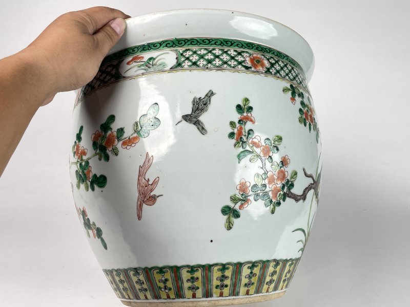 清晚期 五彩花鸟纹缸 - 图6