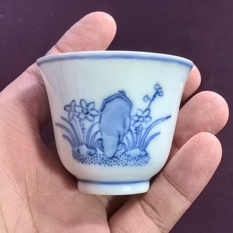 清光绪 青花兰草纹杯 - 图5