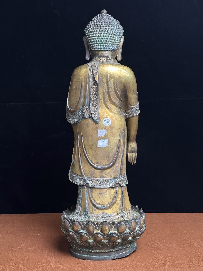 明中期 铜鎏金释迦牟尼佛立像 - 图13