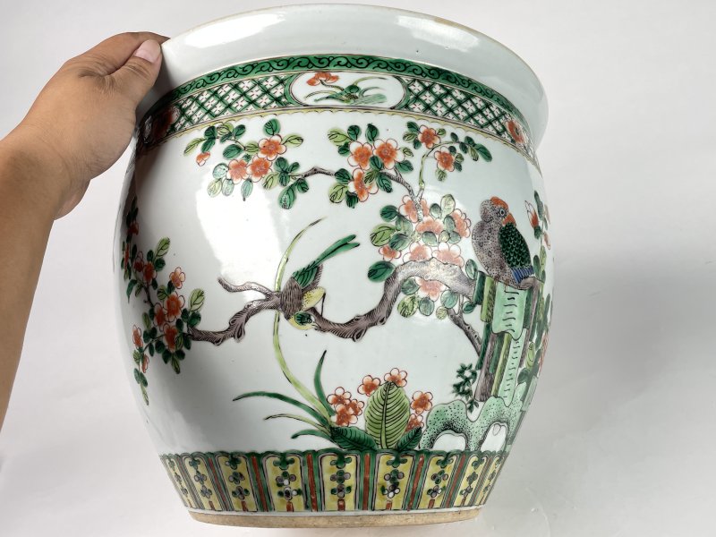 清晚期 五彩花鸟纹缸 - 图7