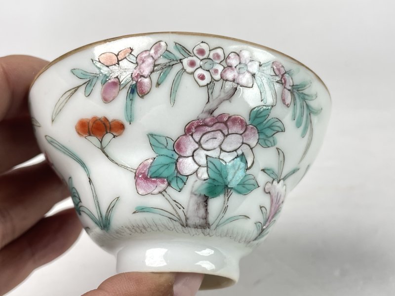 清 粉彩花卉纹盖碗 - 图10