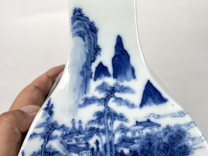 清晚期 青花山水纹四方尊 - 图10