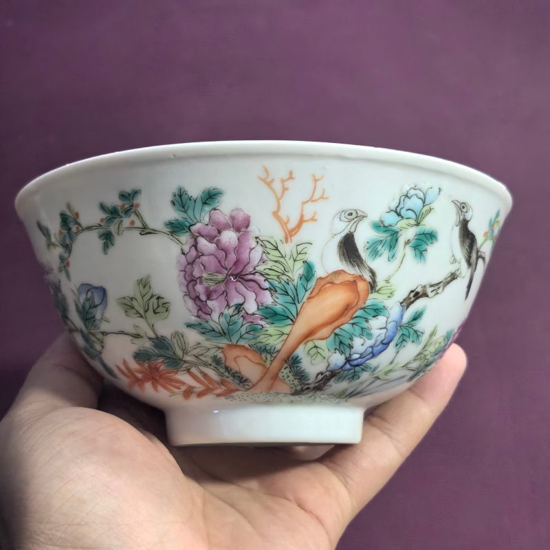清晚期 粉彩花卉纹碗 - 图6