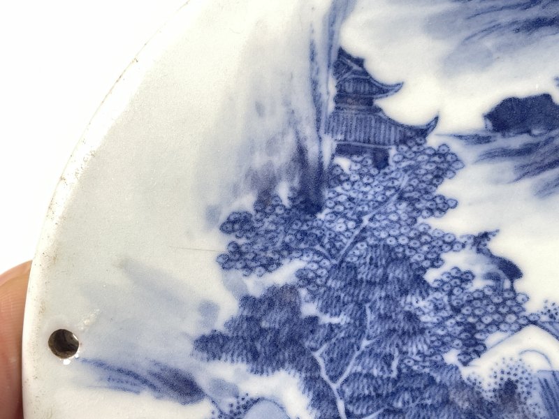 清雍正 青花山水人物小挂板 - 图4