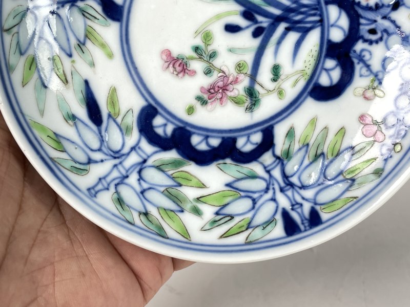 清 玲珑瓷斗彩花卉纹盘 - 图5