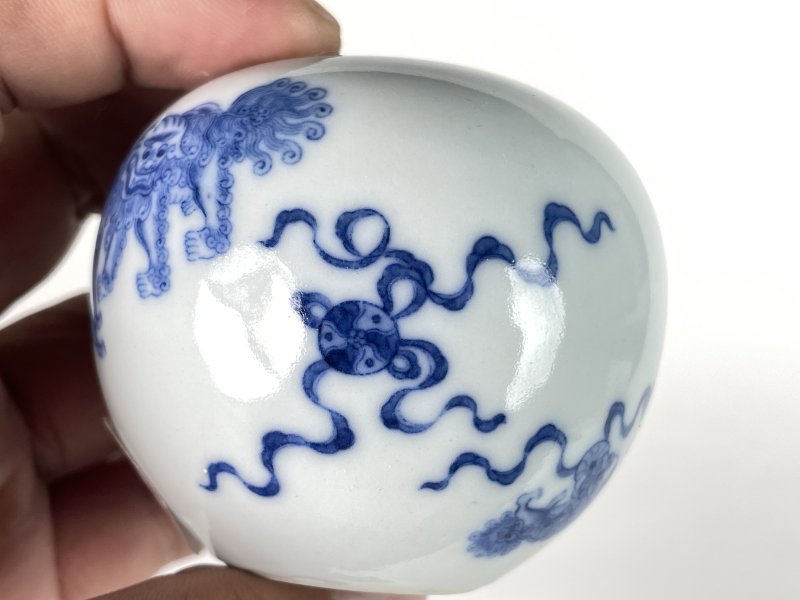 清光绪 青花太师少师纹水盂 - 图5