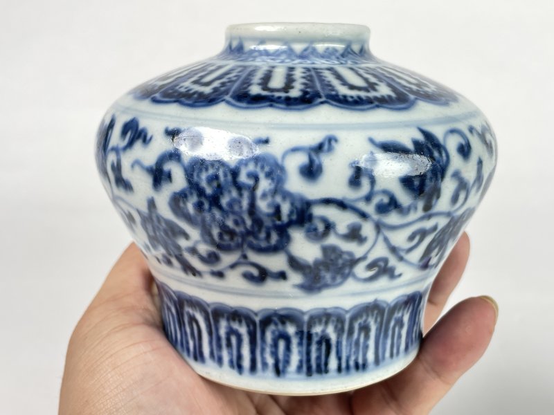 清乾隆 青花缠枝花卉纹天字罐 - 图4