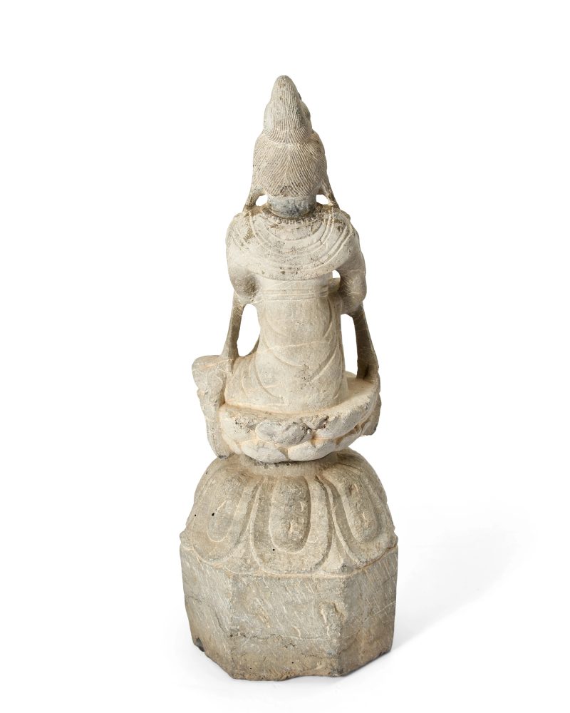 唐 石灰岩雕觀音像 | A Chinese limestone sectional figure of Guanyin - 图2