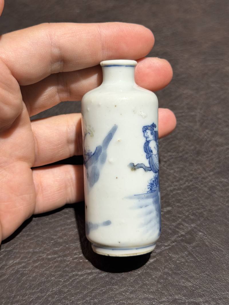 清道光 青花釉里红人物故事图鼻烟壶 - 图7
