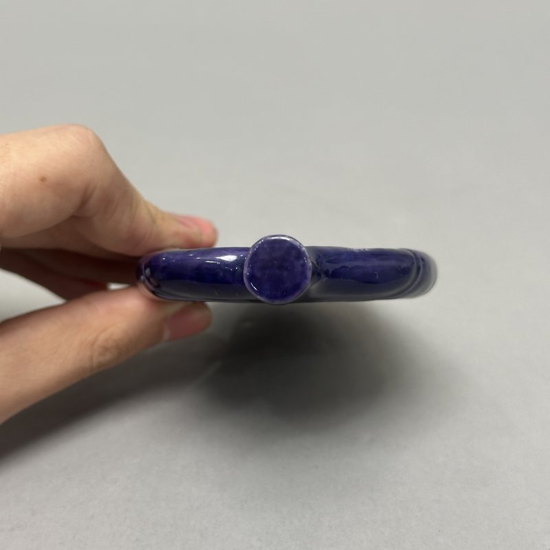 清中期 茄皮紫釉树叶型笔舔 - 图3