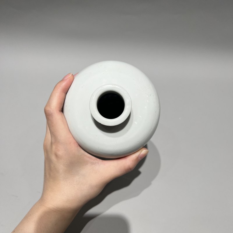 清康熙 白釉暗刻双龙赶珠龙纹梅瓶 - 图5