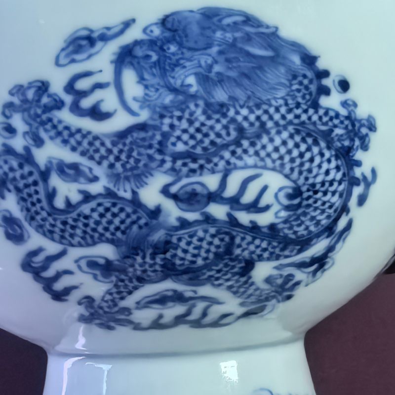 清光绪 青花团龙纹温锅 - 图7
