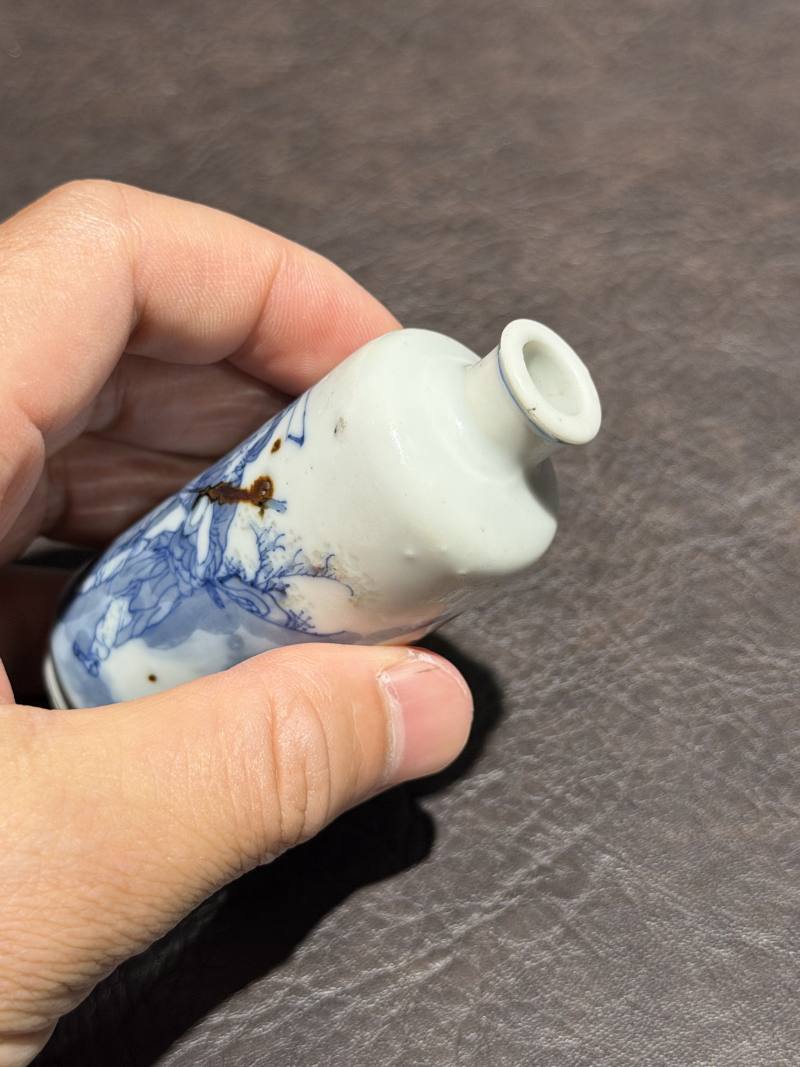 清道光 青花釉里红人物故事图鼻烟壶 - 图8