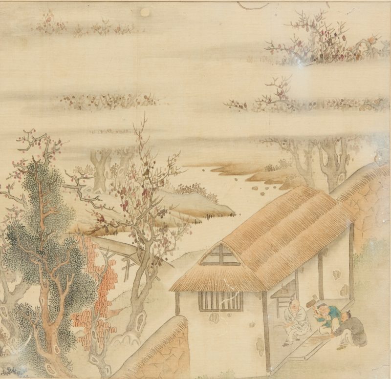 清晚期 《豳風圖》十三幅，設色絹本，玻璃鏡框 | Chinese school, late Qing dynasty - 图9