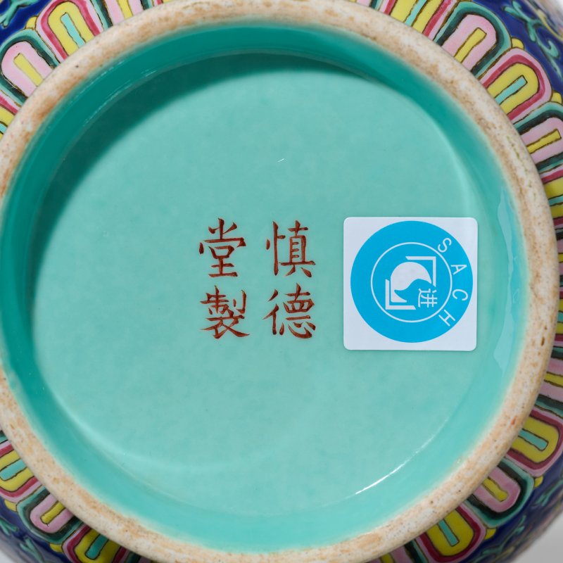 清道光 蓝地粉彩年年吉庆纹灯笼尊 - 图15