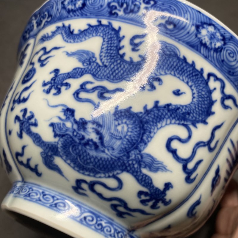 清雍正 青花龙凤纹花口碗 - 图19