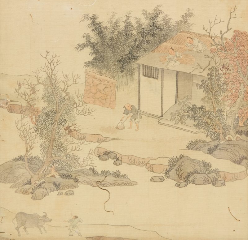 清晚期 《豳風圖》十三幅，設色絹本，玻璃鏡框 | Chinese school, late Qing dynasty - 图10