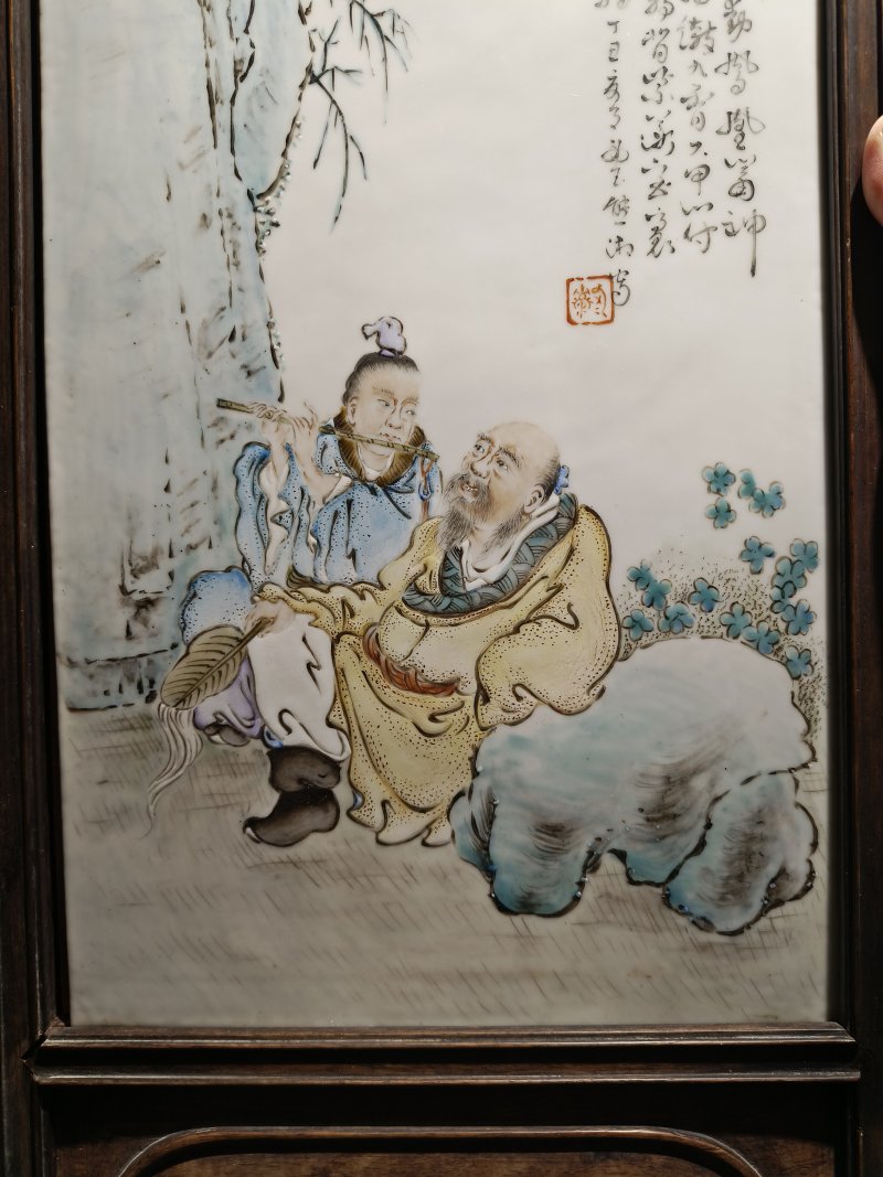民国 粉彩陶斋款八仙瓷板 - 图4